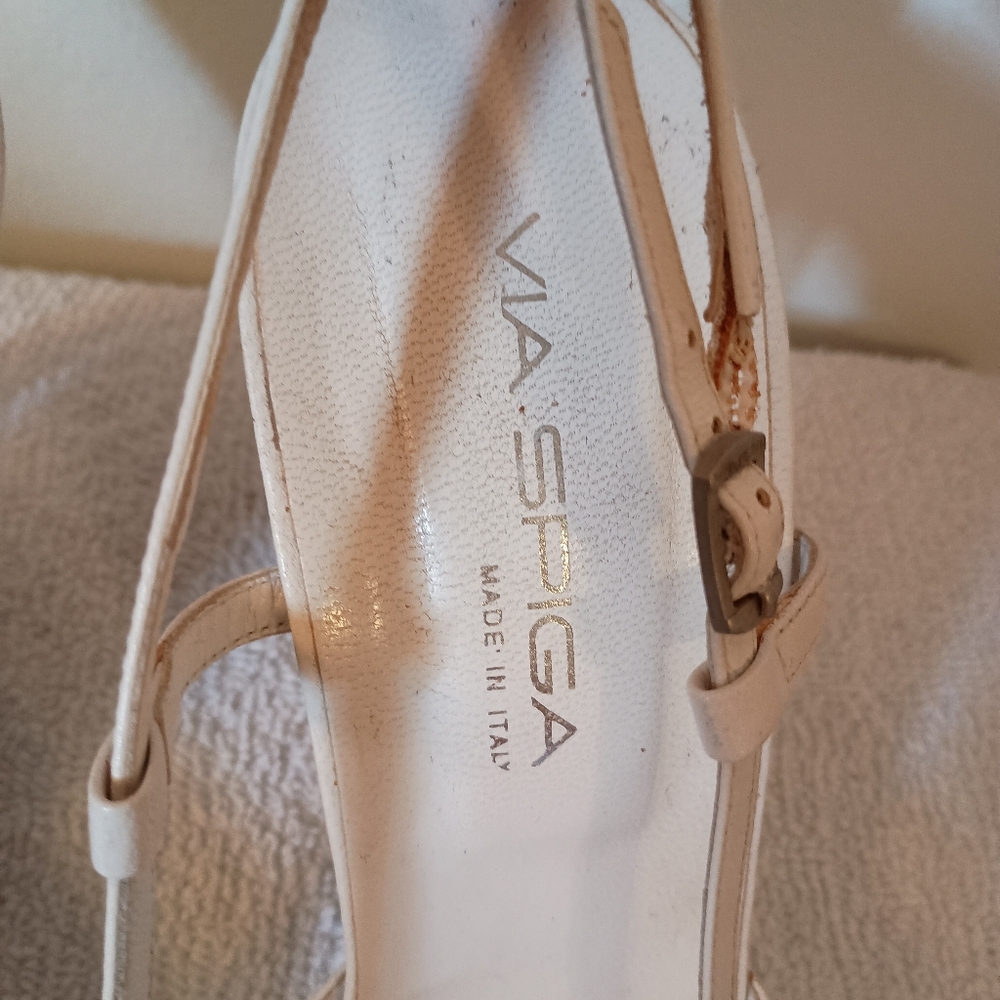 Elegant White Via Spiga Italian Italy Slingback Heels Stilettos 9 1/2 M - Picture 4 of 13